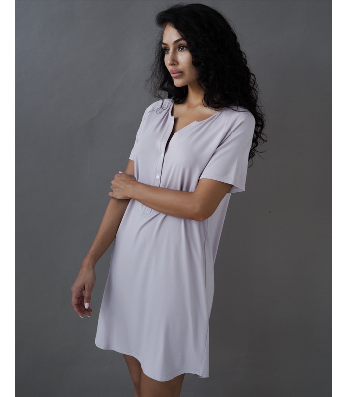 Універсальна ночнушка Лейзі мод.24190 PP - пудрова ночнушка з коротким рукавом від МамаТато