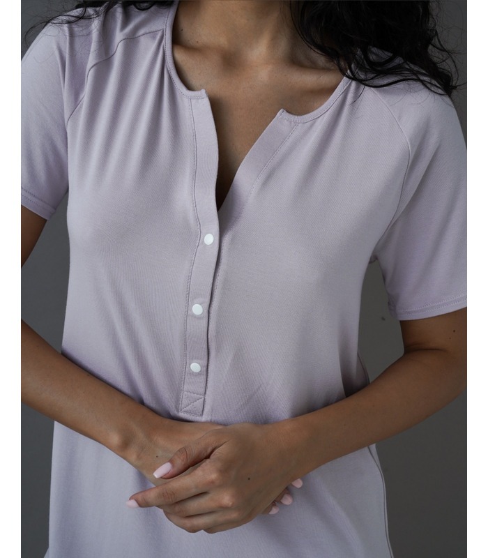 Універсальна ночнушка Лейзі мод.24190 PP - пудрова ночнушка з коротким рукавом від МамаТато