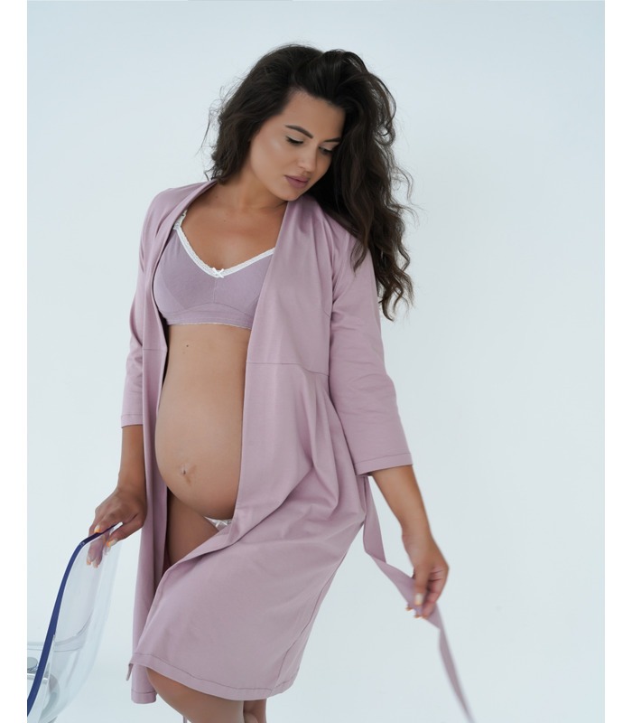 Халат Розмари м.25310 - трикотажный фиолетовый халат для беременных и кормящих от МамаТато