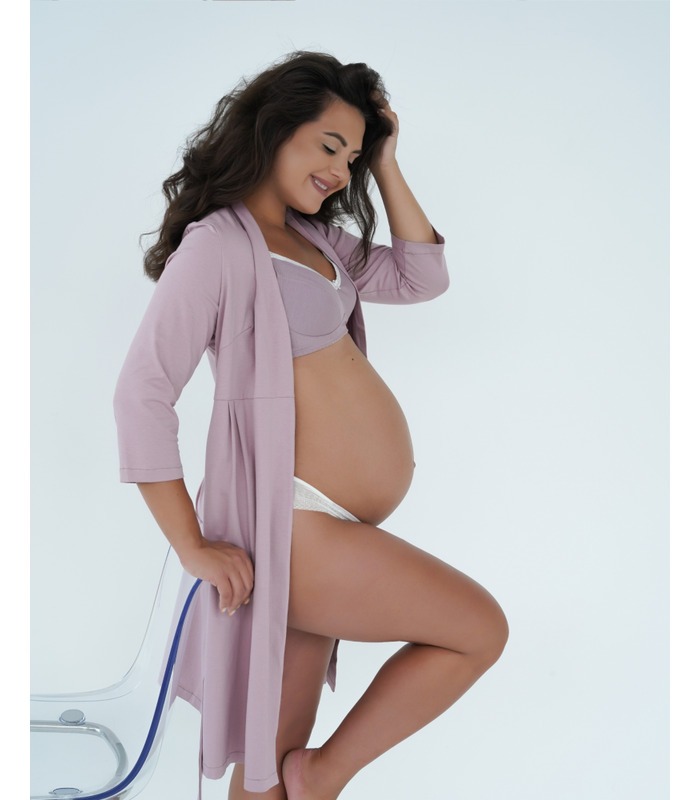 Халат Розмари м.25310 - трикотажный фиолетовый халат для беременных и кормящих от МамаТато