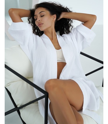 Муслиновый халат для беременных м.25317 WH