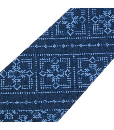 Галстук ᐉ Вышитый галстук синего цвета 969, костюмная ткань ※ Украина
