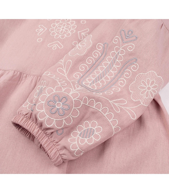 Дитяча вишита сукня ПЛ379 (G00) - бежева дитяча вишита сукня з льону від МамаТато