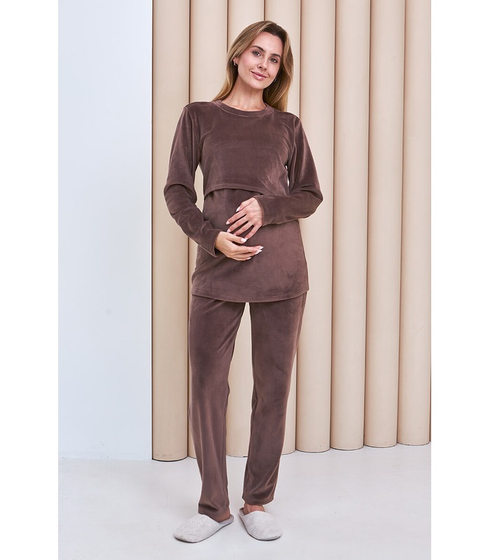 Теплая пижама для беременных Хюгге NW-5.13.3 от Юла Мама в категории Пижамы для кормящих мам на МамаТато