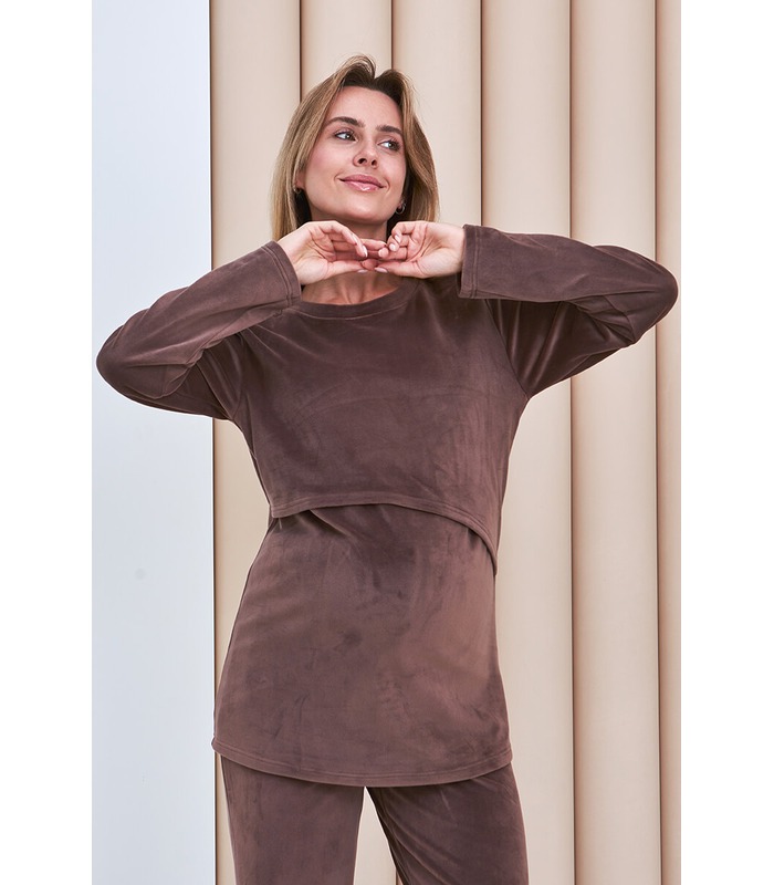 Теплая пижама для беременных Хюгге NW-5.13.3 от Юла Мама в категории Пижамы для кормящих мам на МамаТато