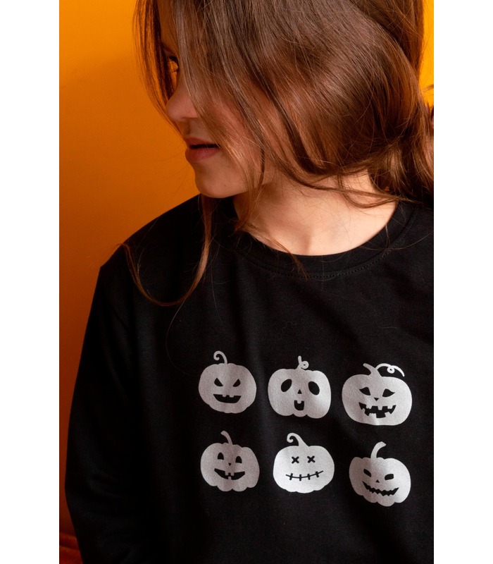 Дитячий джемпер ФТ50 (Y00) - дитячий чорний лонгслів з гарбузами від МамаТато