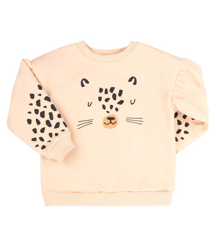 Детский костюм КС793 (200) - теплый молочный детский костюм с леопардом от МамаТато