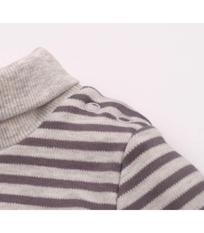 Дитяче боді-гольф БД27 (XX2) - сірий теплий дитячий бодік у смужку від МамаТато