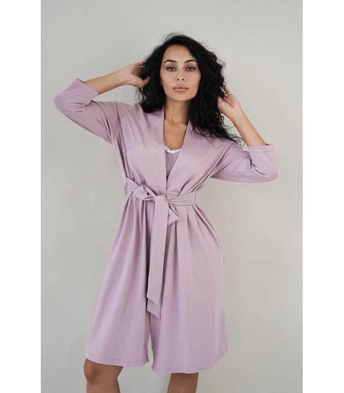 Халат Розмари м.25310 - трикотажный фиолетовый халат для беременных и кормящих от МамаТато