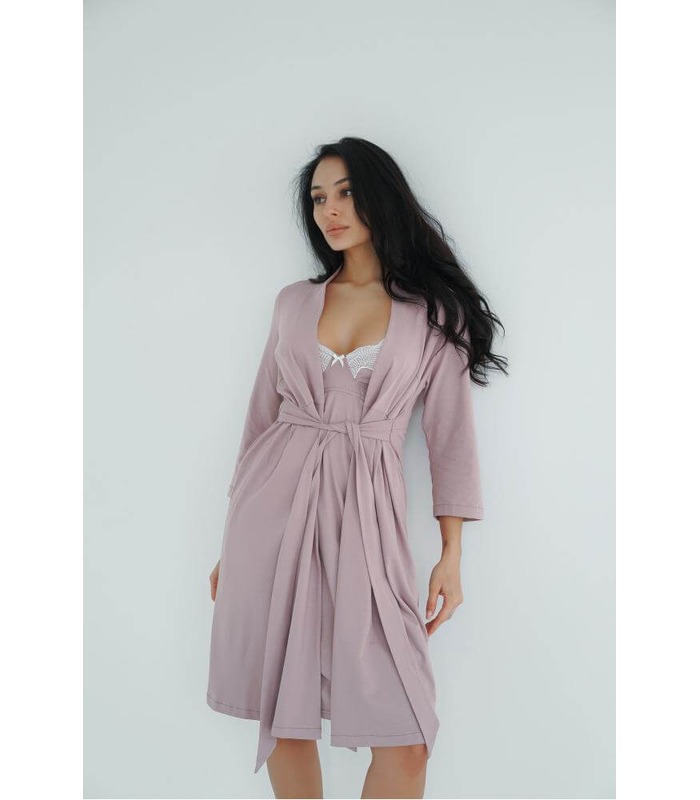 Халат Розмари м.25310 - трикотажный фиолетовый халат для беременных и кормящих от МамаТато