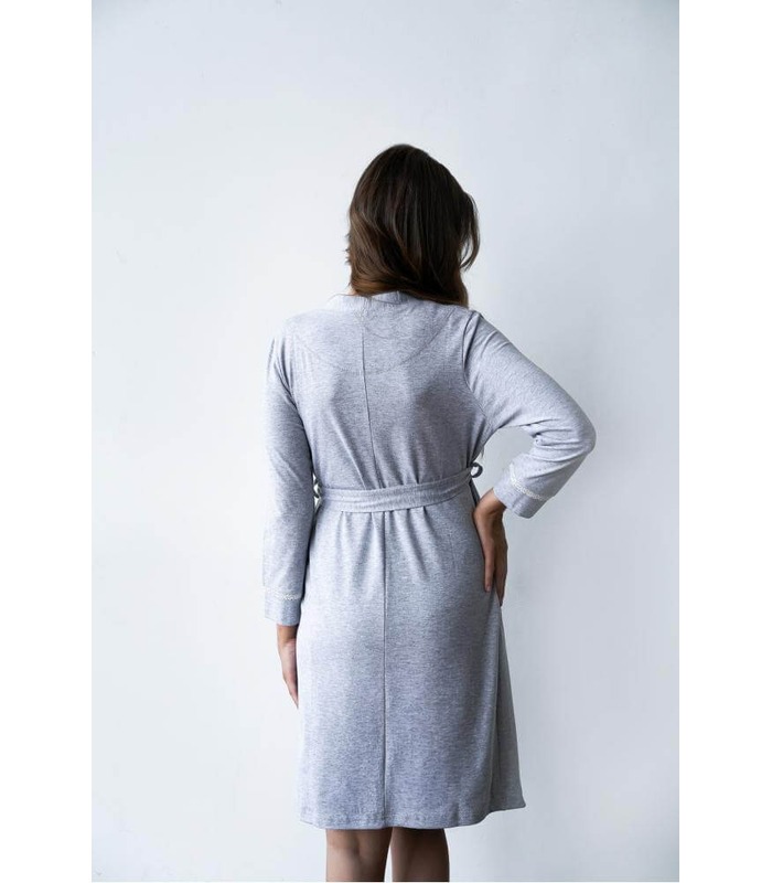 Халат мод.25314 Меланж - серый халат беременным и кормящим от МамаТато