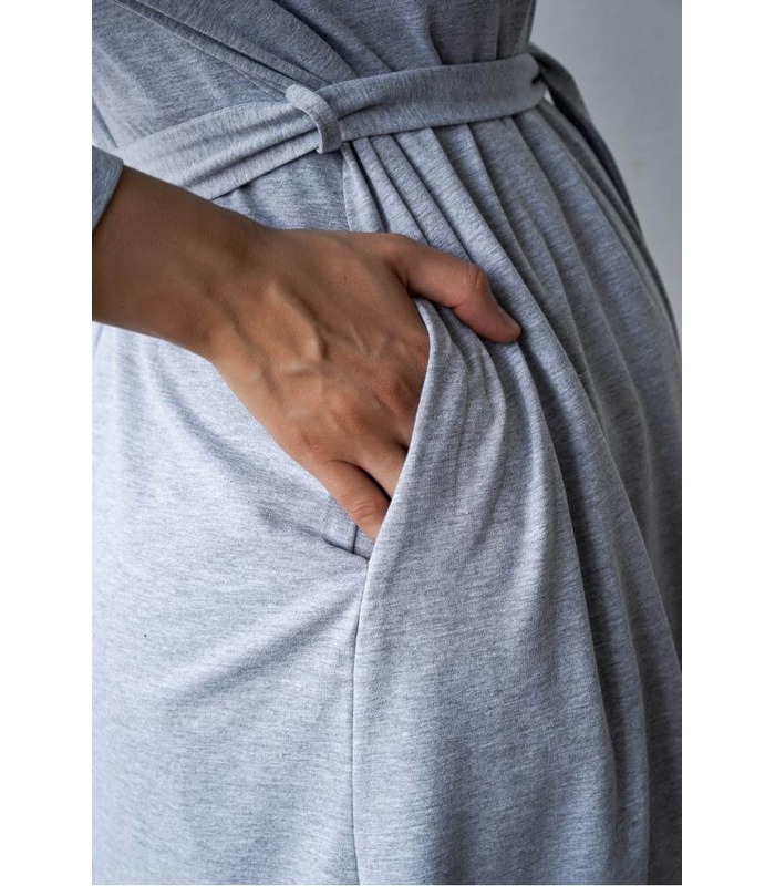 Халат мод.25314 Меланж - серый халат беременным и кормящим от МамаТато