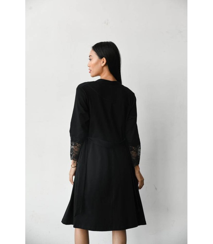 Халат для беременных мод.25318 CH - черный халат беременным и кормящим от МамаТато