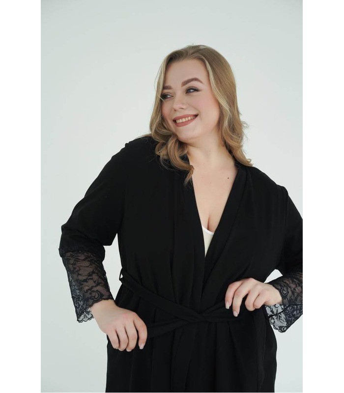 Халат для беременных мод.25318 CH - черный халат беременным и кормящим от МамаТато