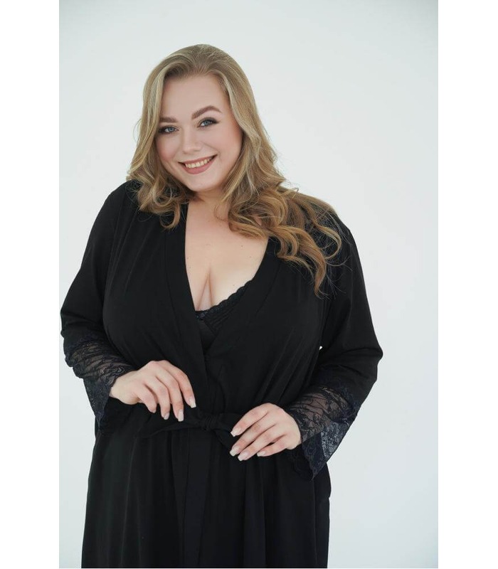 Халат для беременных мод.25318 CH - черный халат беременным и кормящим от МамаТато