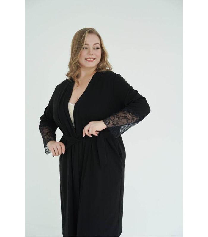 Халат для беременных мод.25318 CH - черный халат беременным и кормящим от МамаТато