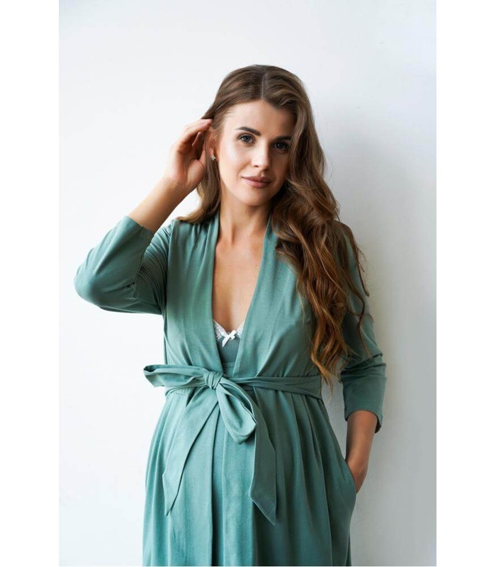 Халат Розмарі м.25310 зелений - зелений халат для вагітних та годуючих від МамаТато