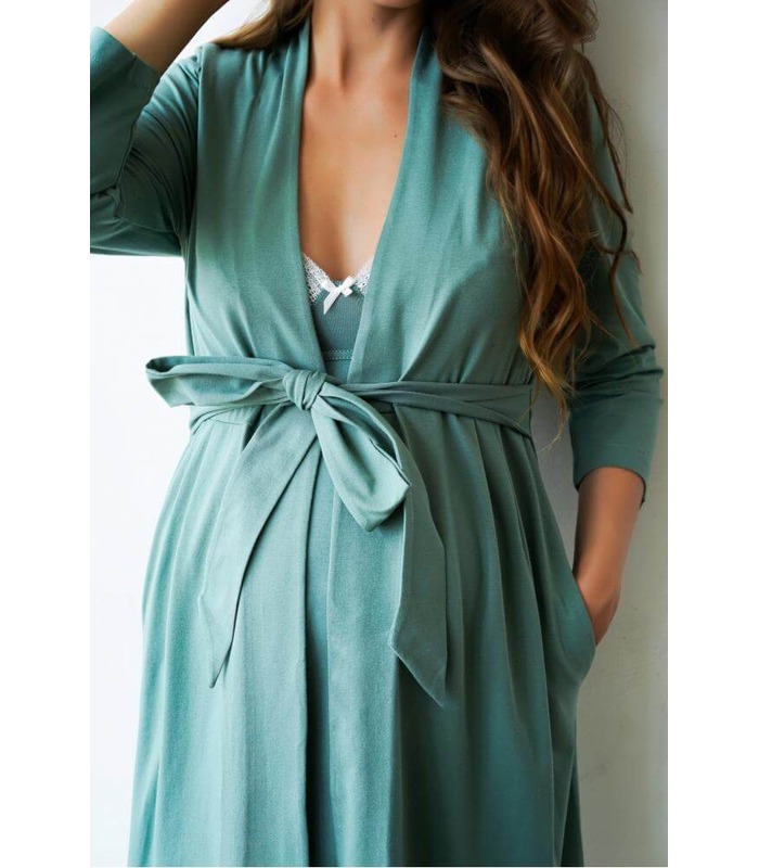 Халат Розмарі м.25310 зелений - зелений халат для вагітних та годуючих від МамаТато