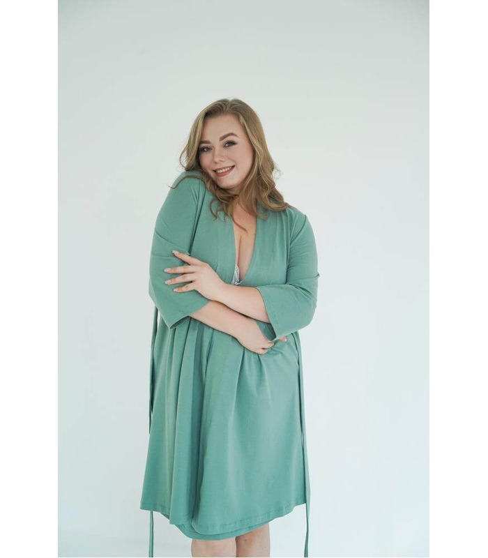 Халат Розмарі м.25310 зелений - зелений халат для вагітних та годуючих від МамаТато