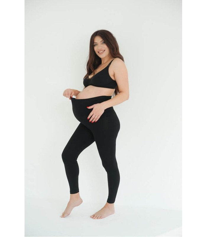 Легінси мод.635 - чорні бавовняні легінси для вагітних