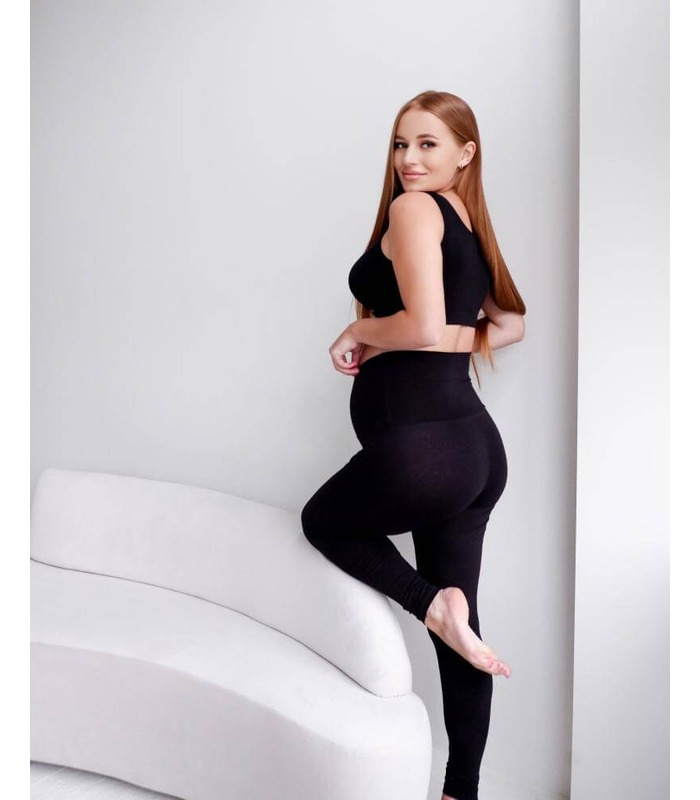 Леггинсы мод.635 - черные леггинсы для беременных