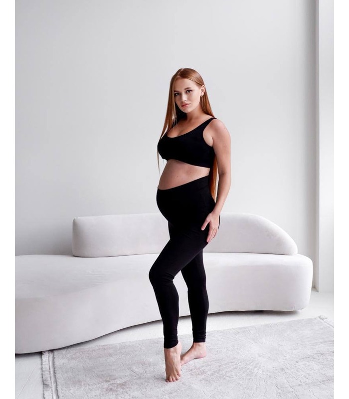 Легінси мод.635 - чорні бавовняні легінси для вагітних