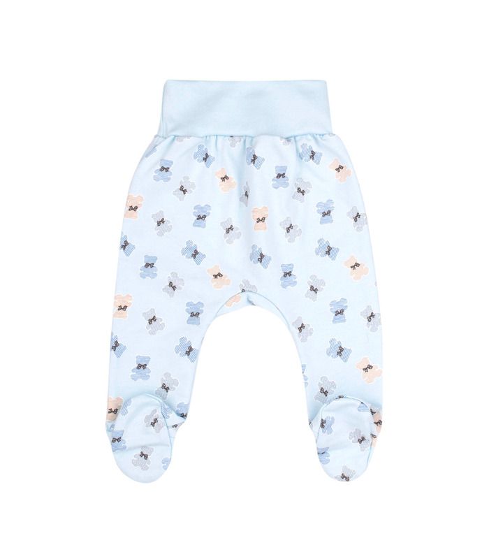 Ползунки байковые ПЗ9 (401) - теплые голубые ползунки с принтом от МамаТато
