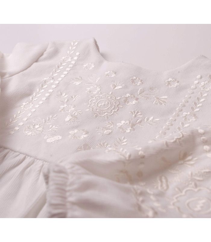 Дитяча сукня ПЛ406 (106) мікровельвет - біле тепле плаття з вишивкою для дівчинки від МамаТато