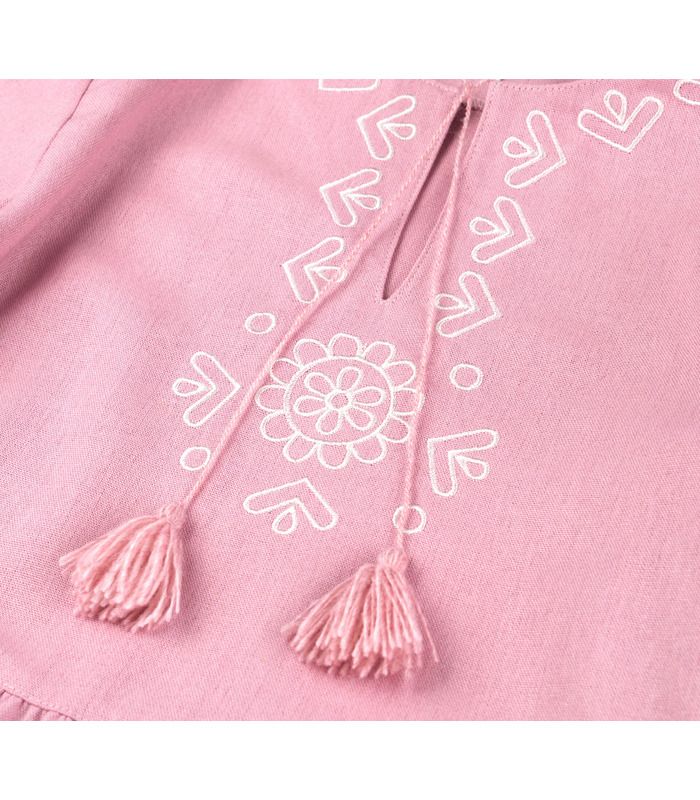 Детское вышитое платье ПЛ379 (306) - детское розовое вышитое платье от МамаТато