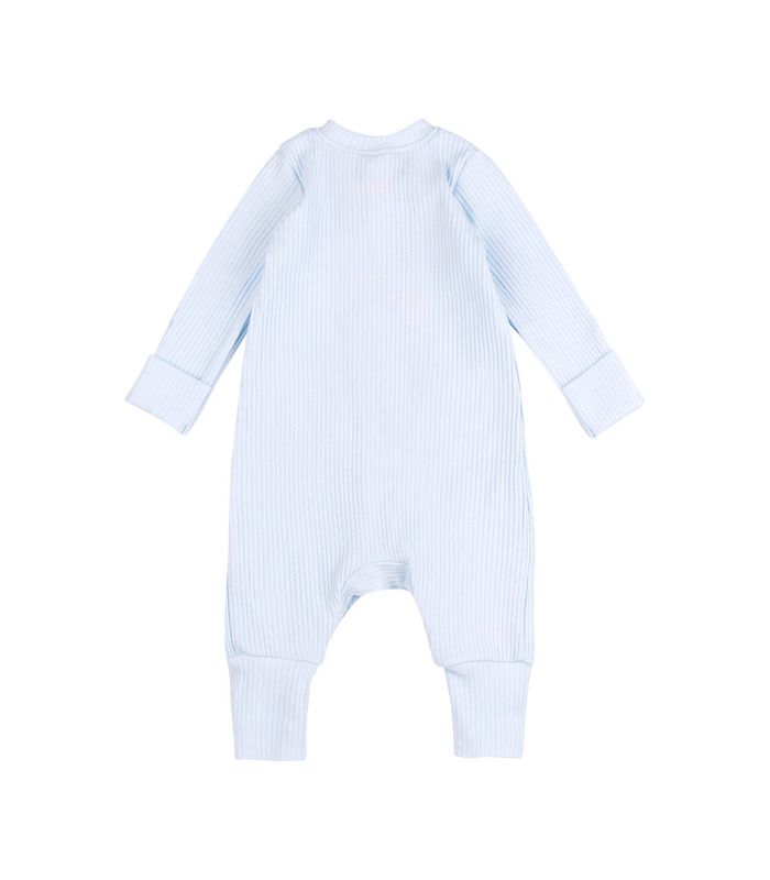 Детский комбинезон КБ225 рубчик (A00) - детский голубой комбинезон в рубчик от МамаТато