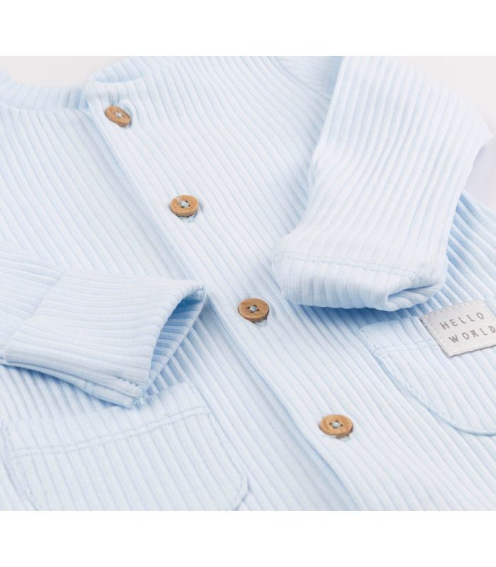 Детский комбинезон КБ225 рубчик (A00) - детский голубой комбинезон в рубчик от МамаТато