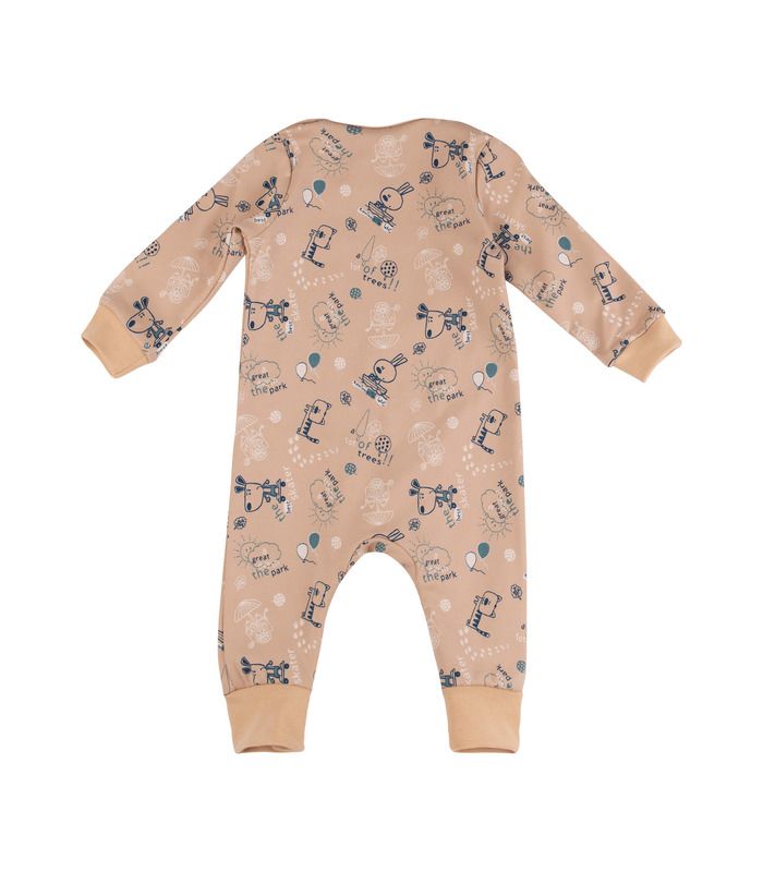Детский комбинезон КБ201 интерлок (G1G) - бежевый детский комбинезон с принтом от МамаТато
