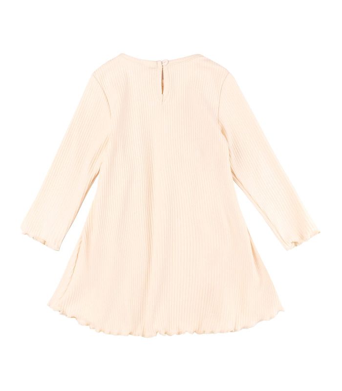 Детское платье ПЛ435 (200) - молочное детское платье в рубчик от МамаТато