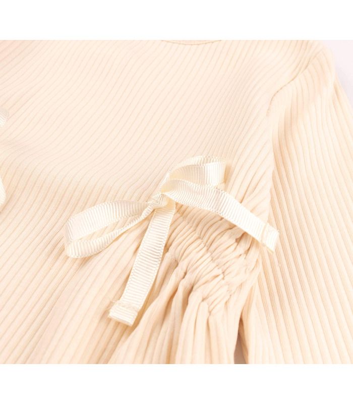 Дитяча сукня ПЛ435 (200) - молочне дитяче плаття в рубчик від МамаТато