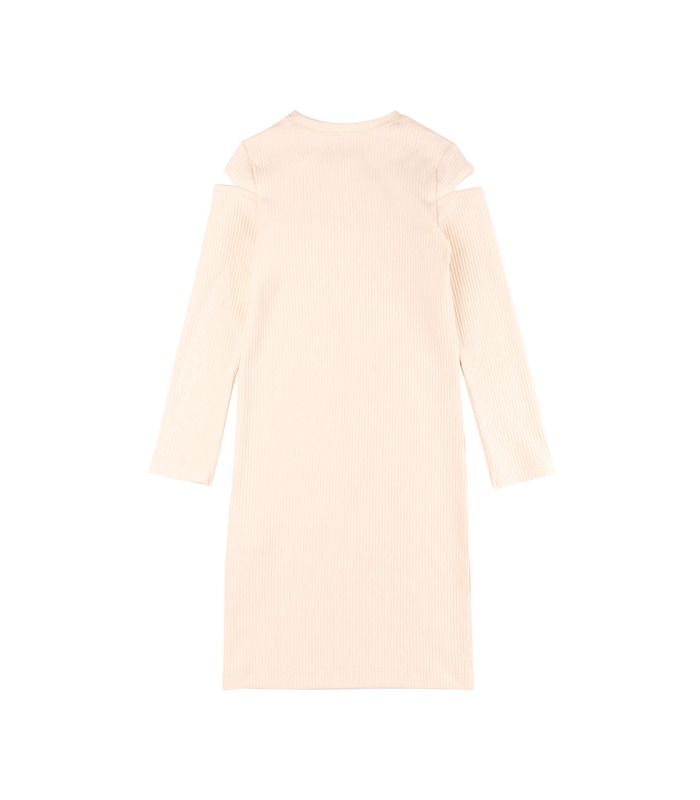 Детское платье ПЛ436 (200) - молочное детское платье в рубчик от МамаТато