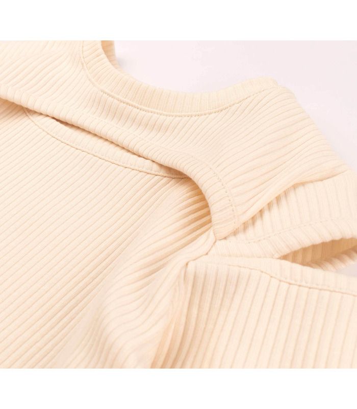 Детское платье ПЛ436 (200) - молочное детское платье в рубчик от МамаТато