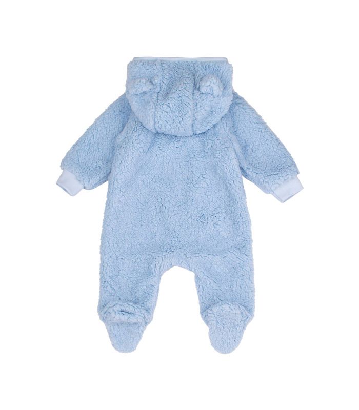 Комбінезон Міша КБ140 велсофт BB - теплий блакитний комбінезон з вушками