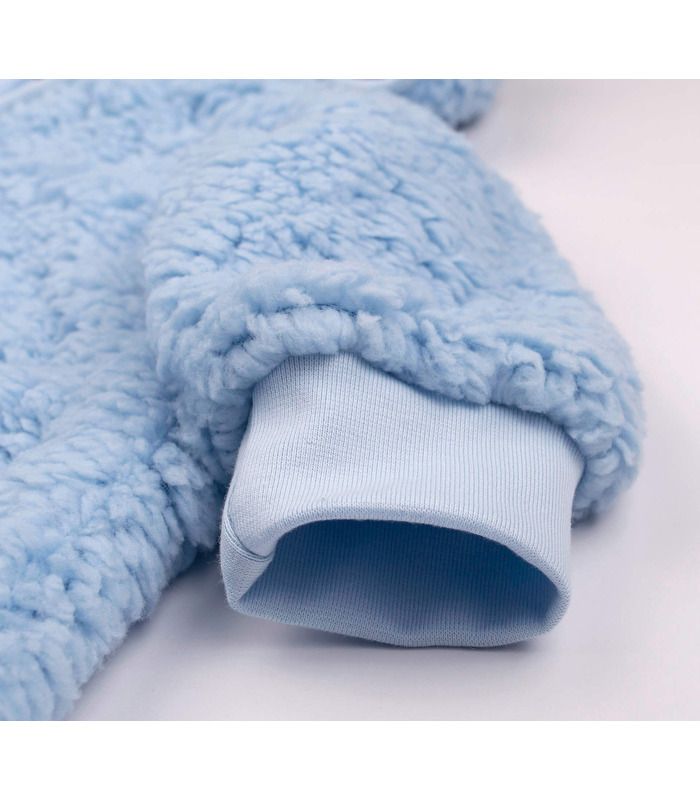 Комбінезон Міша КБ140 велсофт BB - теплий блакитний комбінезон з вушками