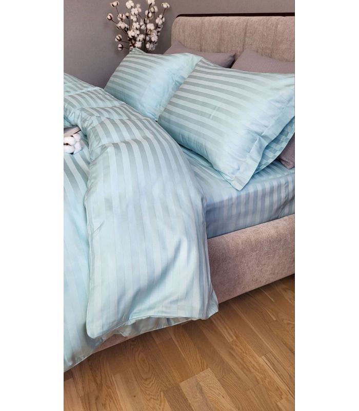 Постільна білизна "PREMIUM LAGOON" Сатин Stripe 2/2см - Страйп сатин - стильні постільні комплекти на МамаТато
