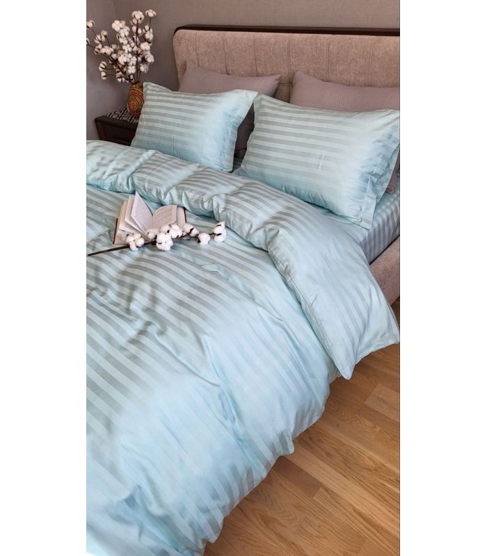 Постільна білизна "PREMIUM LAGOON" Сатин Stripe 2/2см - Страйп сатин - стильні постільні комплекти на МамаТато