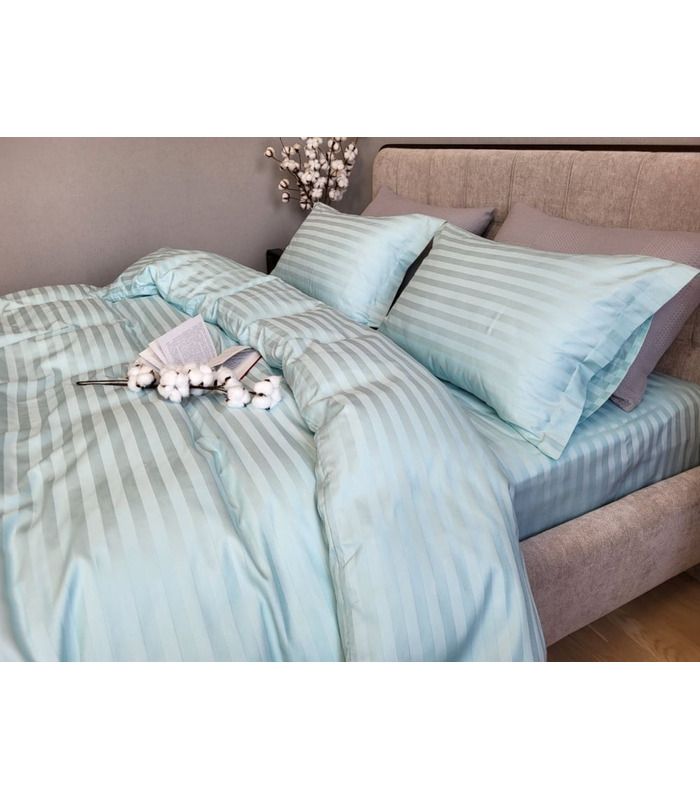 Постільна білизна "PREMIUM LAGOON" Сатин Stripe 2/2см - Страйп сатин - стильні постільні комплекти на МамаТато