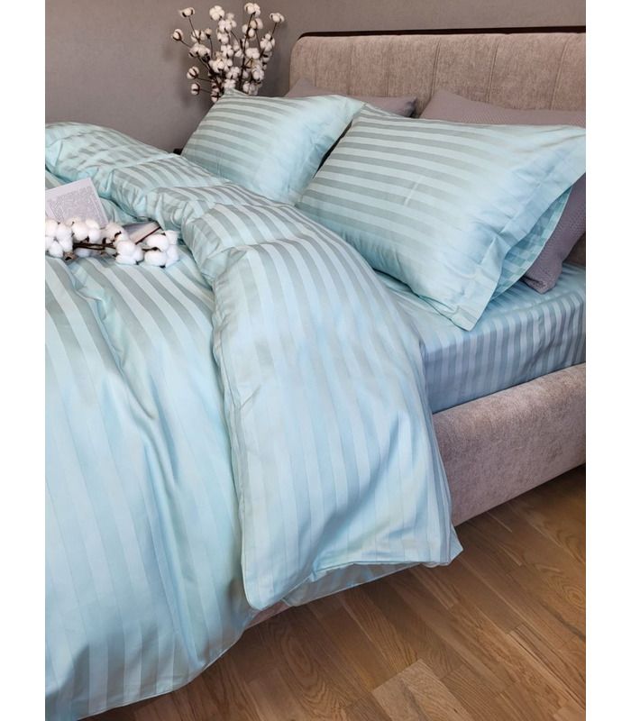 Постільна білизна "PREMIUM LAGOON" Сатин Stripe 2/2см - Страйп сатин - стильні постільні комплекти на МамаТато