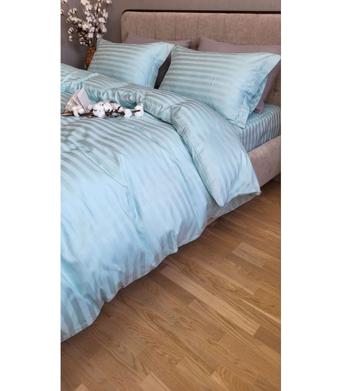 Постільна білизна "PREMIUM LAGOON" Сатин Stripe 2/2см - Страйп сатин - стильні постільні комплекти на МамаТато