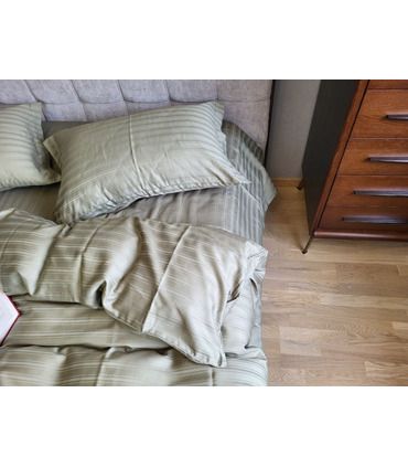 Постільна білизна "PREMIUM RIPE OLIVE" Сатин MULTI Stripe - Страйп сатин - стильні постільні комплекти на МамаТато