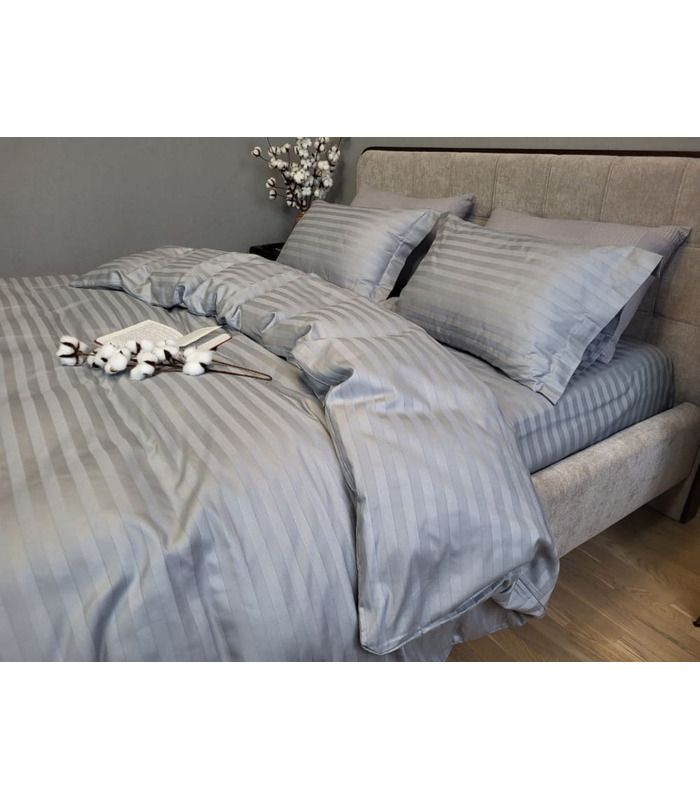 Постельное белье "Premium Silver Stone" Сатин Stripe 2/2см - Комфорт-текстиль - стильные постельные комплекты на МамаТато