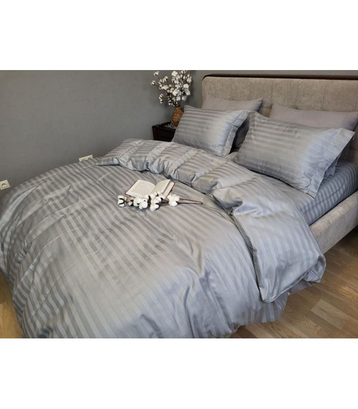 Постельное белье "Premium Silver Stone" Сатин Stripe 2/2см - Комфорт-текстиль - стильные постельные комплекты на МамаТато