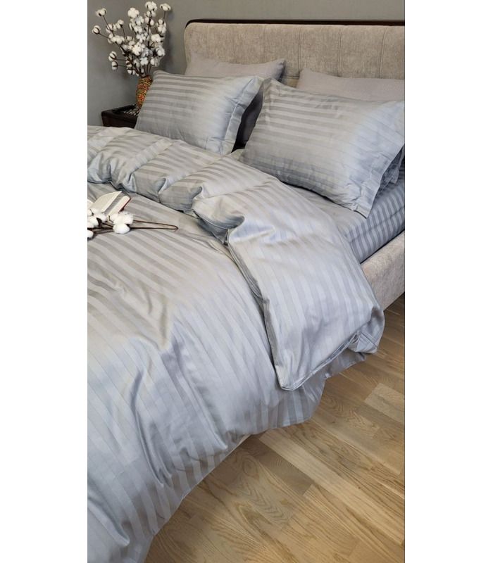 Постельное белье "Premium Silver Stone" Сатин Stripe 2/2см - Комфорт-текстиль - стильные постельные комплекты на МамаТато
