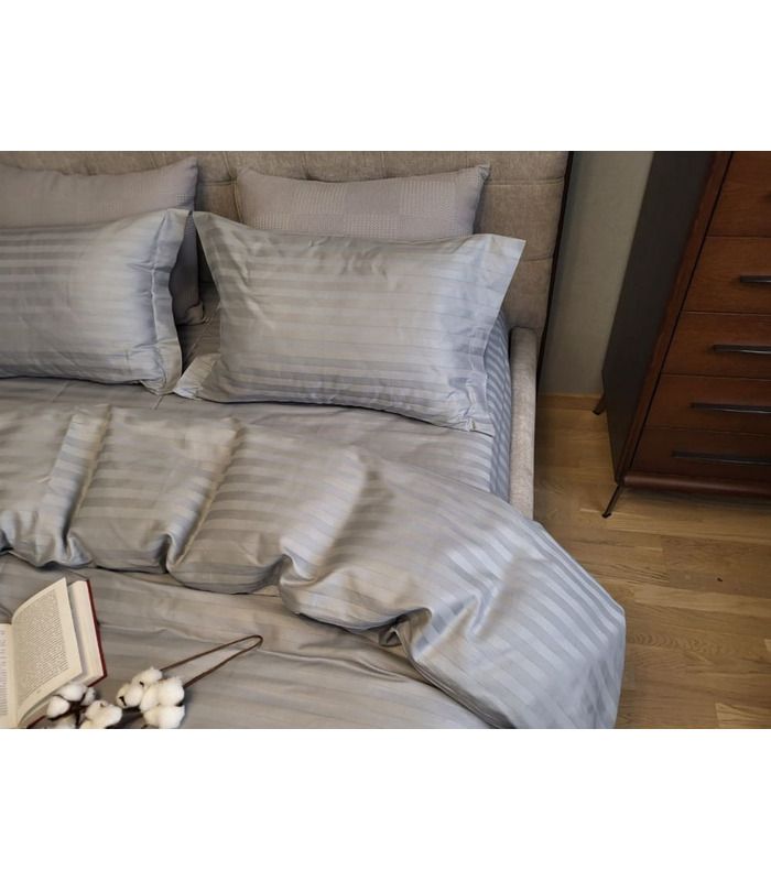 Постільна білизна "Premium Silver Stone" Сатин Stripe 2/2см - Страйп сатин - стильні постільні комплекти на МамаТато