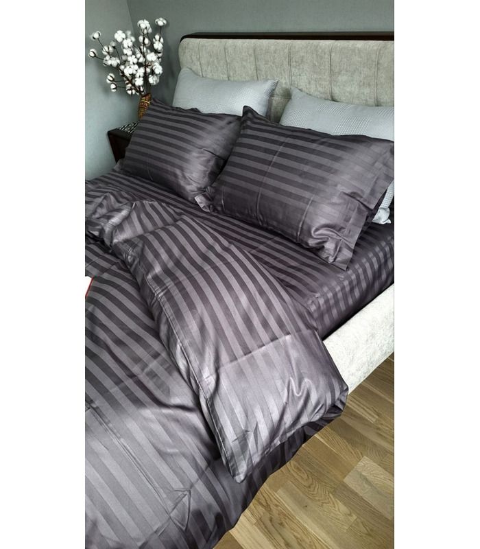 Постельное белье "PREMIUM Royal Gray" Сатин Stripe 2/2см - Комфорт-текстиль - стильные постельные комплекты на МамаТато