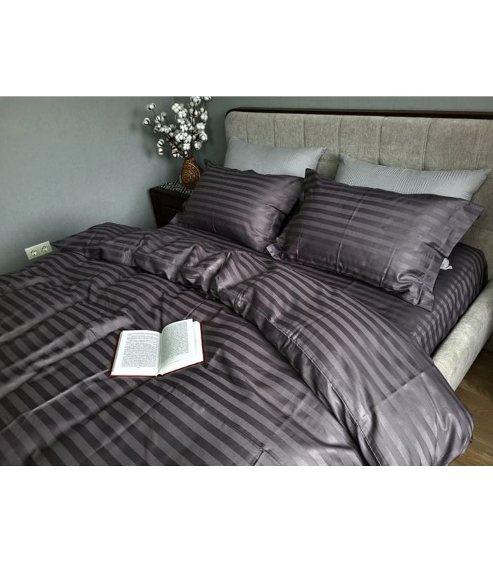 Постельное белье "PREMIUM Royal Gray" Сатин Stripe 2/2см - Комфорт-текстиль - стильные постельные комплекты на МамаТато